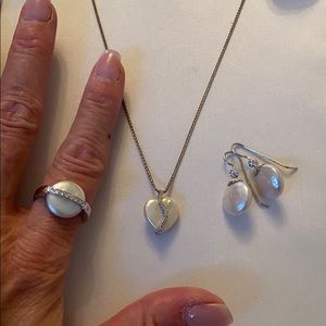 Yves Pearl with diamond earrings necklace ring